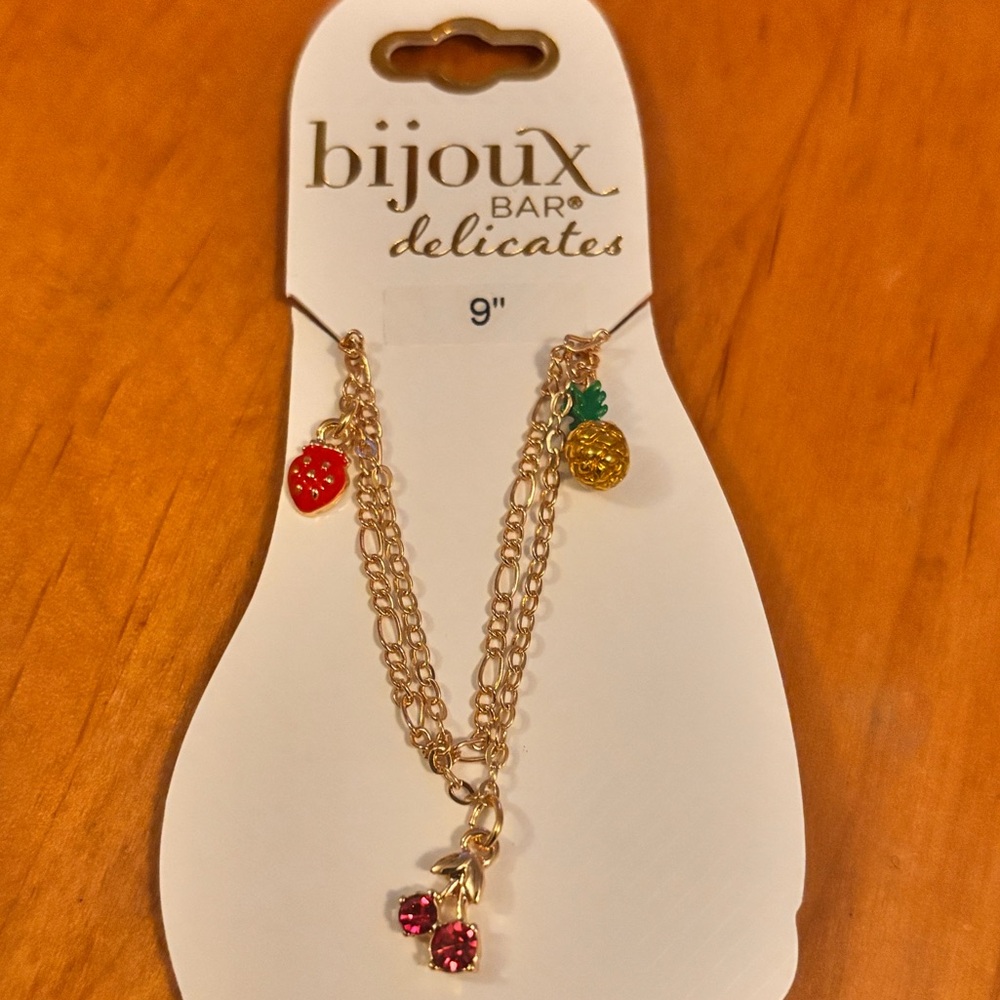 Gold Fruit Charm Ankle Bracelets